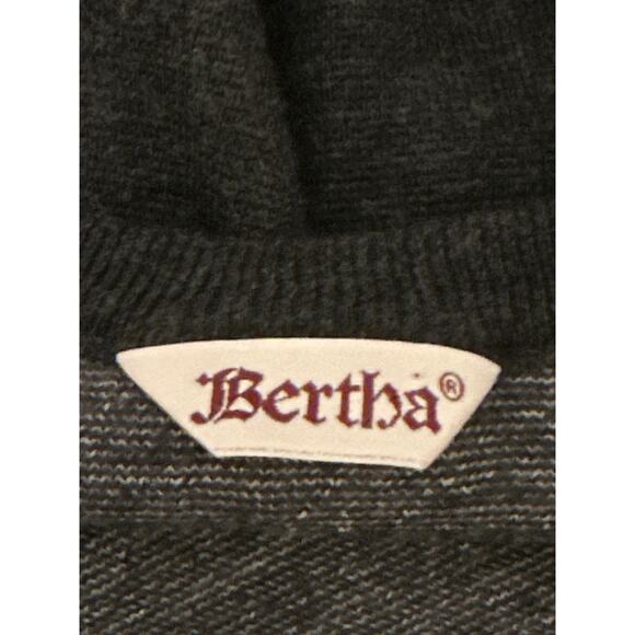 BERTHA made in Italy Merinos Fine Wool Argyle Sweater 58 XXL Black and Grey - Picture 7 of 13